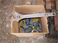 Approx 7 Tie Downs, Crescent Wrench (16")