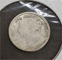 1898 Canadian Sterling Silver 10-Cent Dime Coin