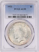 1922 Peace Silver Dollar PCGS AU-55 (Toned)