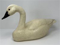 Wood Look Painted Swan with Glass Eyes