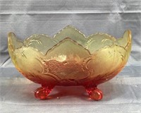 9" Amberina Glass Footed Compote