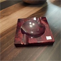 Genuine Red Alabaster Mid Century Cigar Ashtray