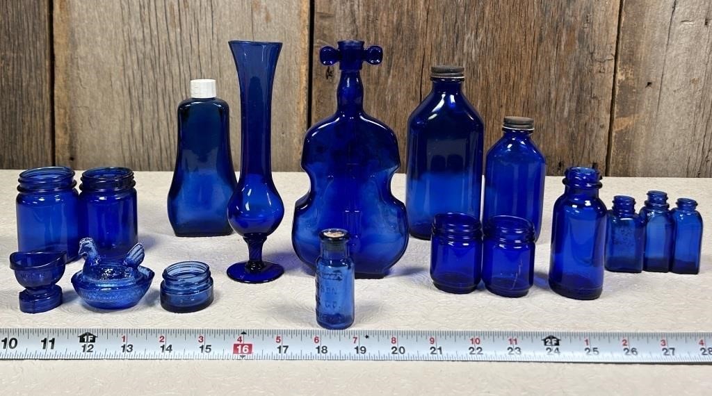 Vintage Cobalt Blue Assorted Glass