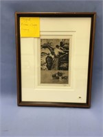 Double matted and framed engraving by Eustace Zieg