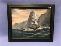 12.5x15.5" framed original oil painting - not sign