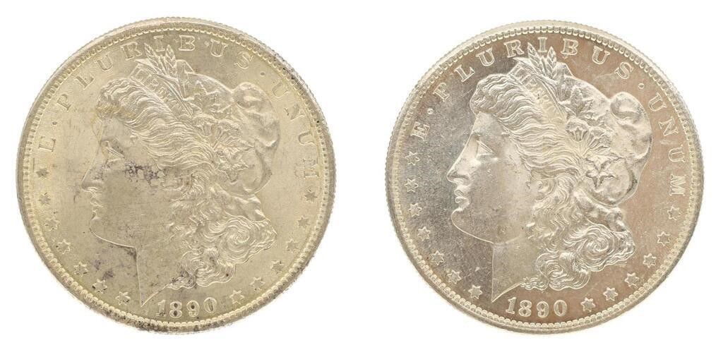 1890-S US MORGAN DOLLAR SILVER COINS AU & BU