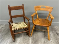 Pair of Wooden Doll Chairs