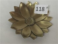 Brass Water Lily, Marked PMC - 4.5" Dia.