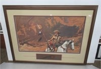 Framed and double matted Native American print.