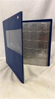 Blue Binder with 13 Coin Collecting Pages