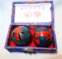 Chinese stress relief brass balls w dragons