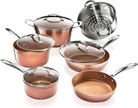 Steel Hammered Copper 10 Pc Pots and Pans