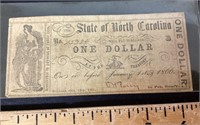 1866 North Carolina dollar bill