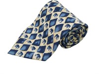 Jim Thompson Blue Checkered Elephants Neck Tie P36