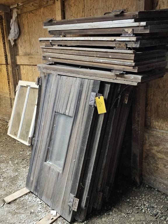 APPROX. 14 THICK WOOD DOORS W/GLASS FRONT FROM