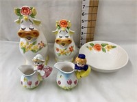 Lefton 8” & 6 1/2” Daisy Cow Creamer/Pitcher & 6”