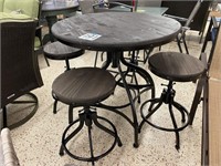 ADJUSTABLE HEIGHT PUB TABLE W/4 ADJ HEIGHT STOOLS