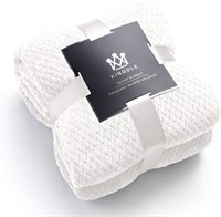 Fleece Luxury Throw Blanket Cream White King Size