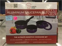 NIB aluminum saucepan set.