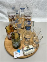Olympia Brewing Glasses and Playing Cards