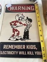 12 inch metal sign electricity will kill you.