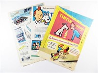 Hergé. Tintin, lot de publicités diverses.