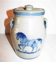 Rowe Stoneware Blue Decorated Double Handled