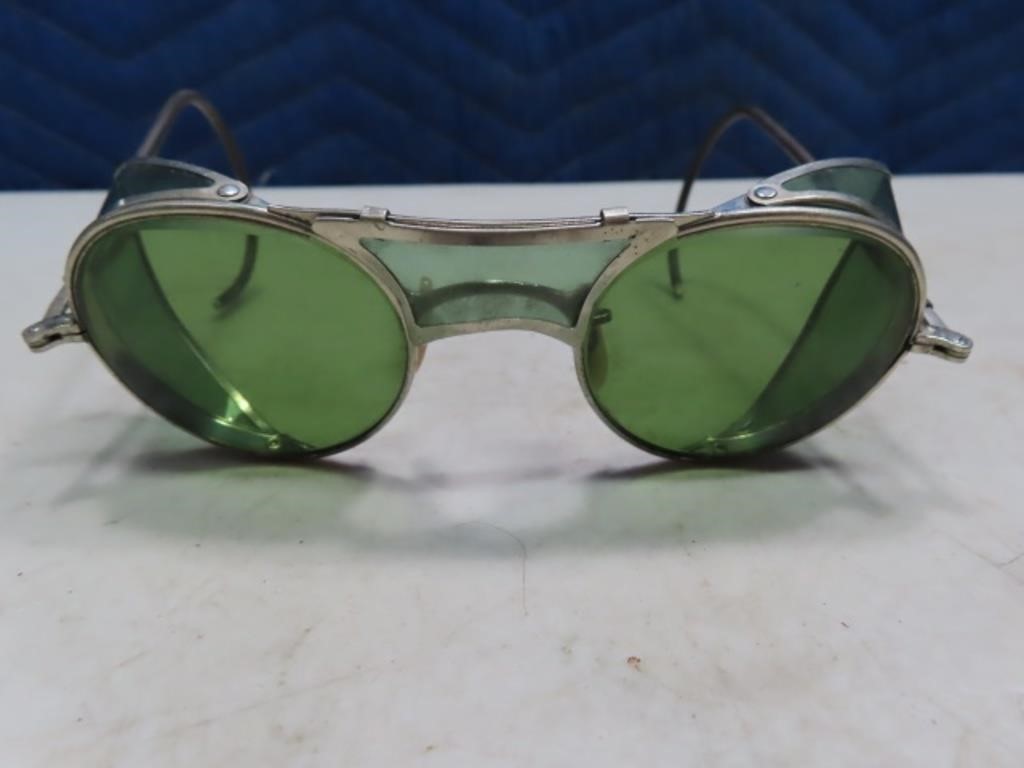 vintage B&L GreenGlass Unique Safety Glasses funky