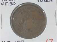 1846 (vf30) Newfoundland Rutherford Token