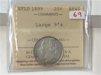 1899 L9 (iccs Ef40) Newfoundland Silver 20 Cent