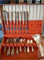 Community Plate flatware in wood box