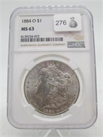 1884 O  MORGAN SILVER DOLLAR NGC MS63