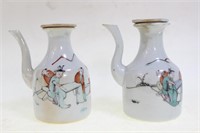 Two Chinese Famille Rose Porcelain Wine Ewer