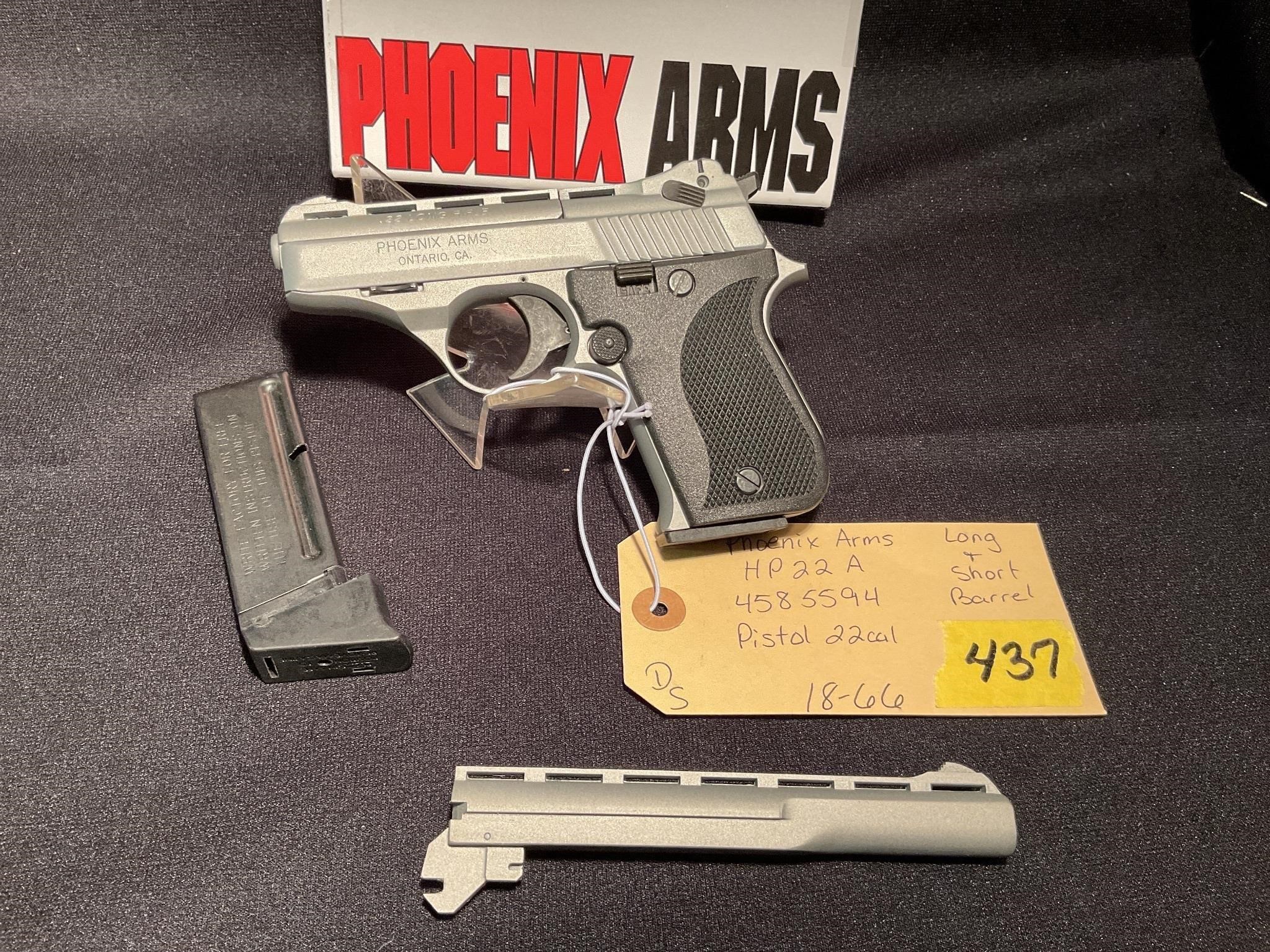 Phoenix arms hp22a 22 cal pis,2 mags,2barrels,ib