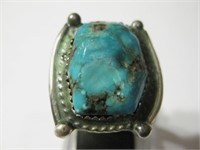 Southwest SS Turquoise Ring - Hallmarked