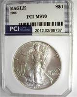 1986 Silver Eagle MS70 LISTS FOR $975