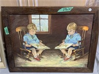 Framed Oil Painting (kids In Rocking Chairs)
