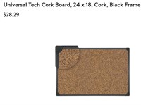 Universal Tech Cork Board, 24 x 18, Cork, Black Fe