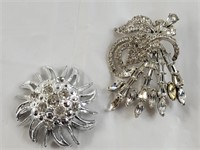 Silvertone costume jewelry brooches