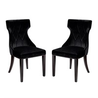 Reine Black & Walnut Velvet Chairs  Set of 2
