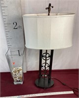Unique Metal Lamp Vase With Polish Stones