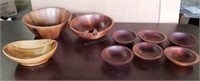11pcs Wood Bowls and Utencils