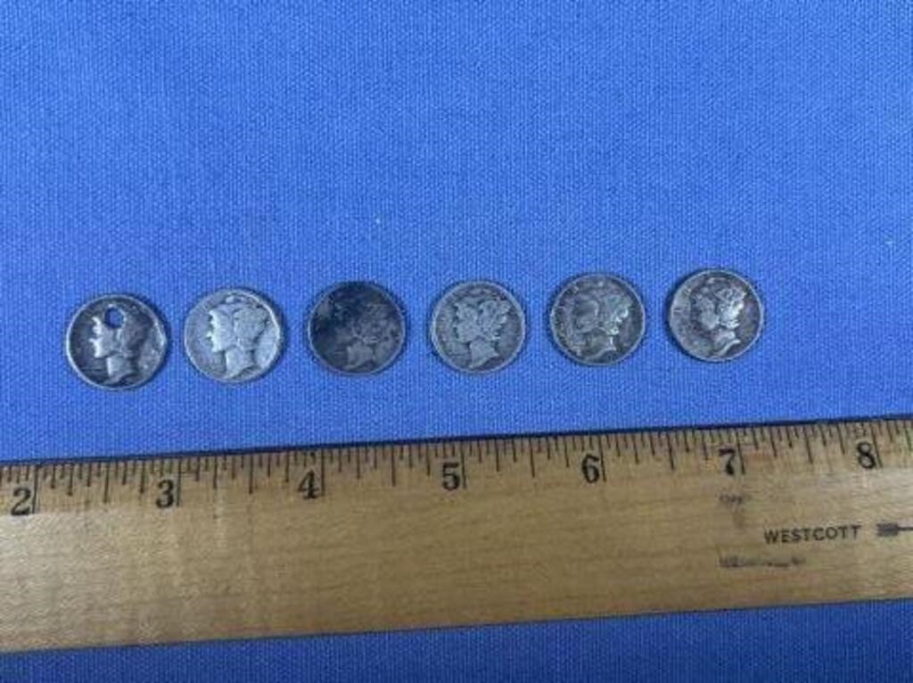 (6) MERCURY DIMES (1930'S & 1940'S)