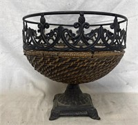 Metal and Wicker Planter Holder