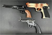 3 Vintage Toy Pistols - Parris, Indian Head, Buzz