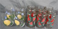 Artisan Fruit Patterned Vinatge Glassware Sets