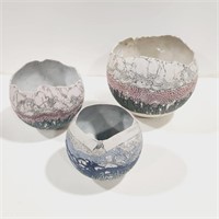 3 Pieces Studio Art Bowls