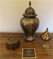 Brass Ginger Jar,Trinket Box & Incense Burner