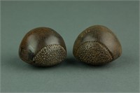 Pair of Chinese Fine Carved Wood Chestnuts