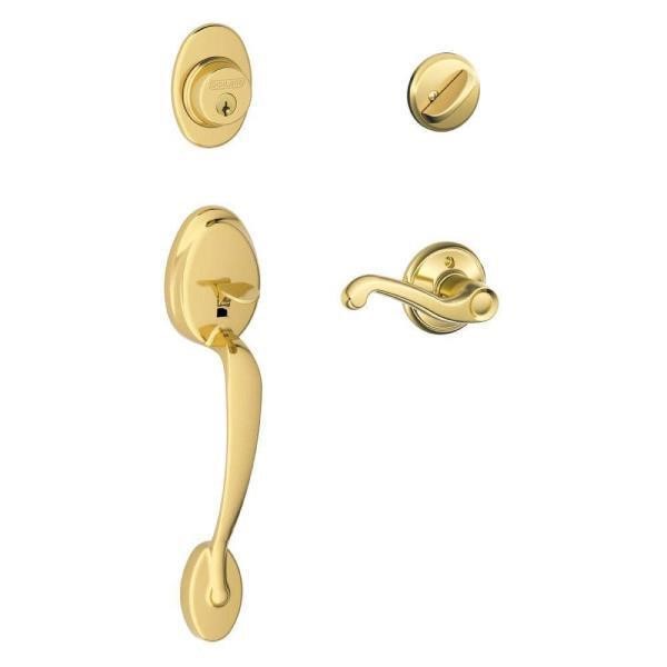 Plymouth Bright Brass Single Cylinder Door Handles